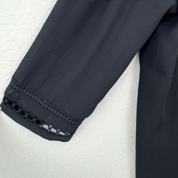 Stitch Fix Fortune + Ivy Womens Blouse Top Size M Embroidered V Neck Flowy Black - Picture 3 of 7